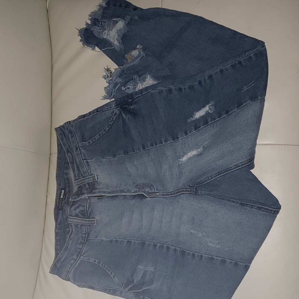 Fashion Nova ripped colorblock jeans